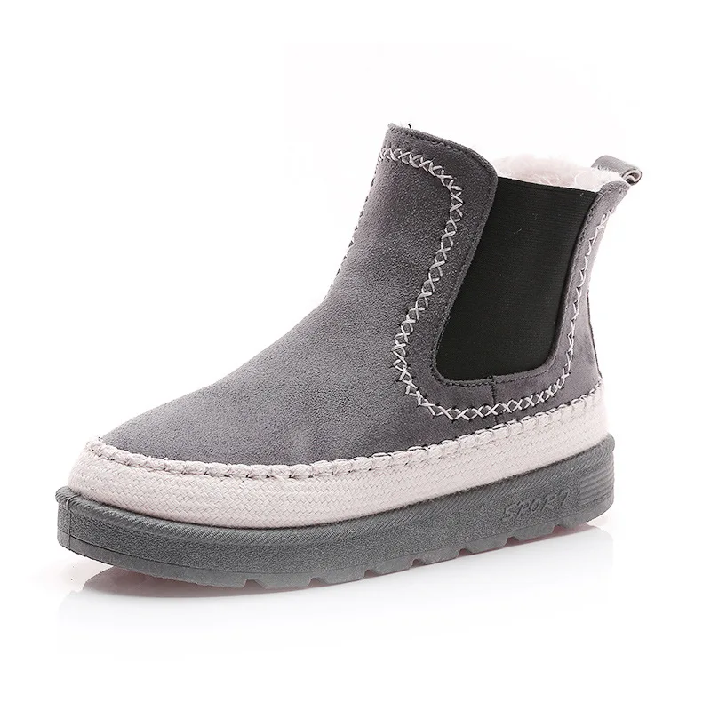 

Platform Winter Snow Boots 2016 Vintage Creepers Slip on Women Ankle Boots Casual Shoes Woman Warm Flats