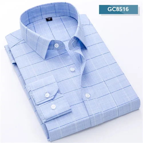 Лето дизайн тонкая ткань с принтом/клетчатая деловая повседневная мужская рубашка с длинным рукавом дышащая брендовая мужская рубашка для отдыха - Цвет: GC8516