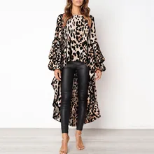 Plus Size Blouse Women Long Beach Style Long Flare Sleeve Longline Leopard Elegant O-neck Travel Street Wear Women Top Blouse Plus Size Blouse Women Long Beach Style Long Flare Sleeve Longline Leopard Elegant O-neck Travel Street Wear Women Top Blouse