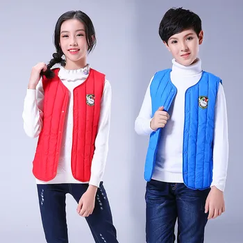 

JMFFY Kids Waistcoats Girls Boy Outwears Toddler Children Clothing 2018 Cotton Down Winter Girl Boys Jackets Vest Coats 10-15T