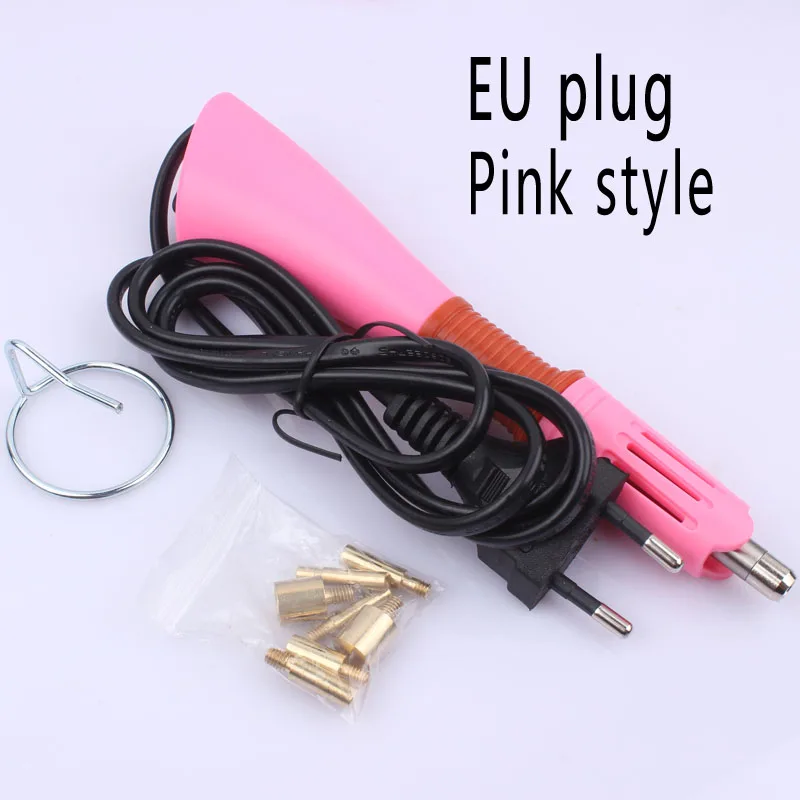 New EU plug purple/Pink 5 Seconds Fast Heated! Iron-on Hot Fix Rhinestone Applicator Wand Heat-fix Tool