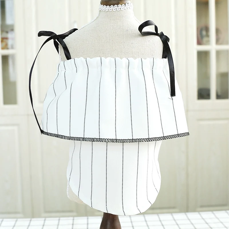

Pet Clothing Teddy Bichon Pomeranian Small Dog Clothes Spring and Summer Dog Clothes with Black and White Striped Chiffon