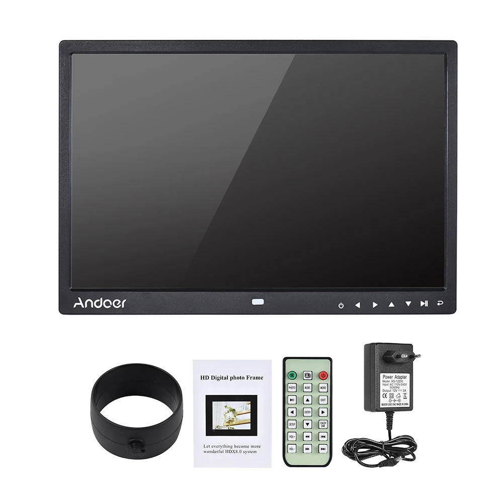 Andoer 1" светодиодный цифровой фоторамка изображения 1080 P MP4 видео MP3 аудио TXT электронные часы календарь 1280*800 HD w/пульт дистанционного управления 2 цвета