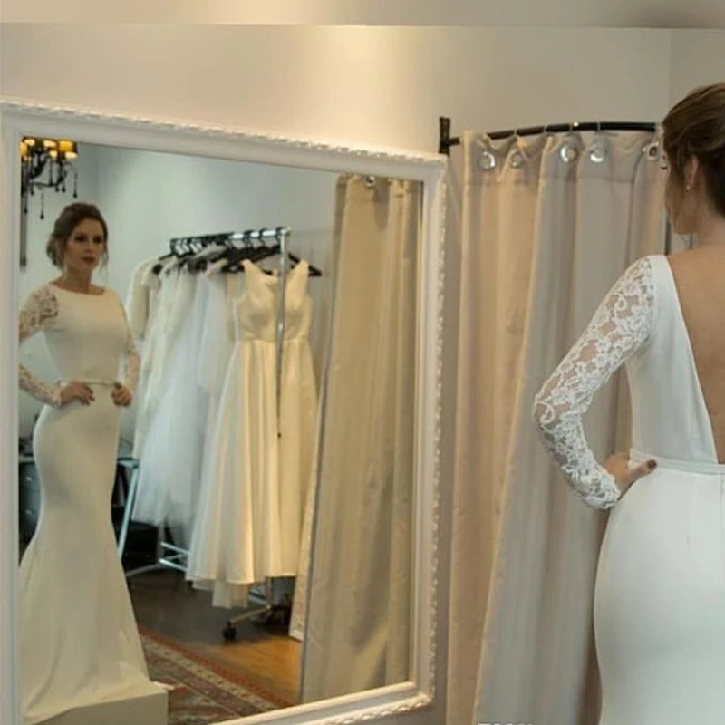 Elegant-Mermaid-Wedding-Dresses-With-Long-Lace-Sleeves-Satin-Bridal-Gowns-Backless-Sweep-Train-Vestidos-De (2)