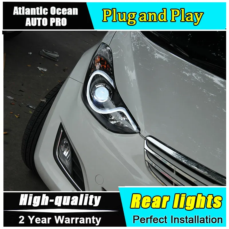 

AUTO.PRO For Hyundai elantra headlights 2012-2015 Bi-xenon Double lens +HID KIT Kit + LED light guide DRL car styling headlights
