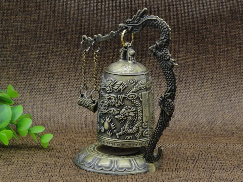 ERMAKOVA металлический винтажный Бронзовый Дракон, резной божественный буддийский колокольчик, Колокольчик для медитации, алтарь, украшение для дома и офиса