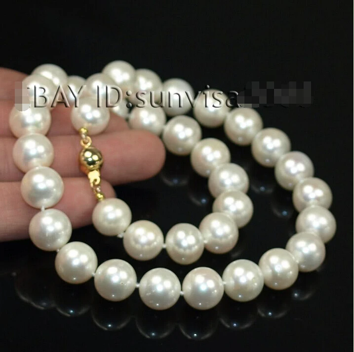 

Free shipping@@@@@ A2015 fashions natural freshwater11-12mm rare white cultured pearl necklace 17" a