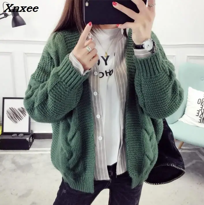 2018 Women Sweater Tops Vintage Ladies Cardigans White Pull Femme Winter Casual Sweater Xnxee