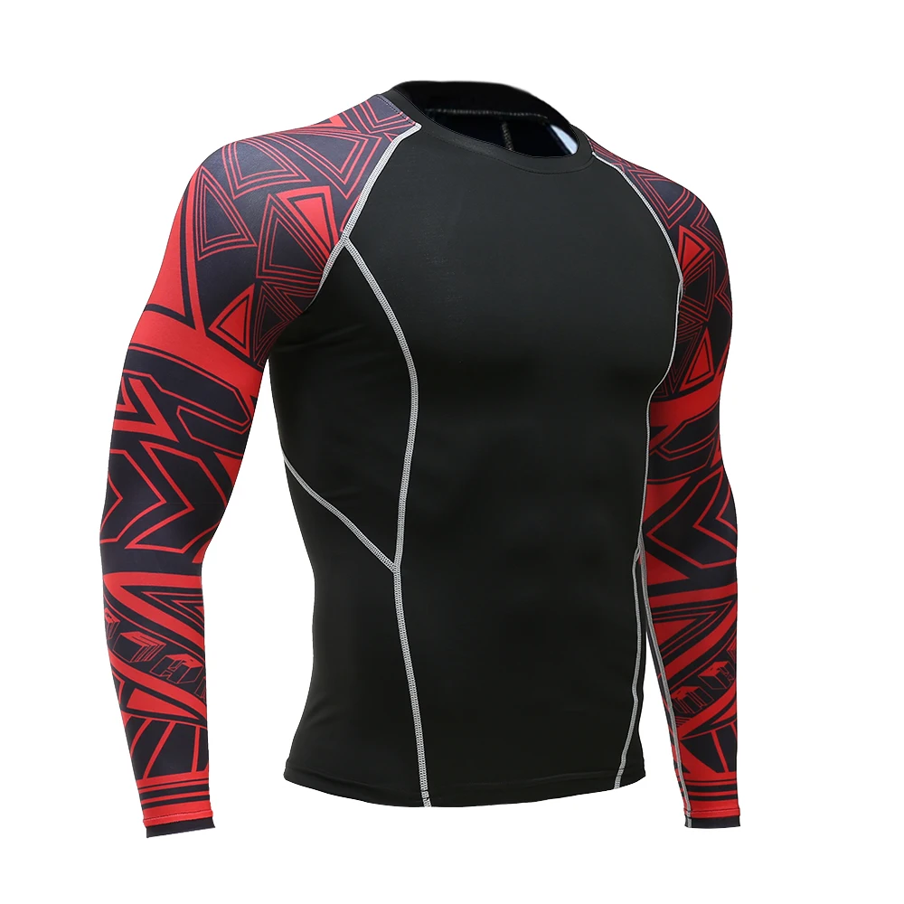 

3D Printed tshirt Compression Tights Men Fitness Running Shirt Breathable Long Sleeve Sport Rashgard Gym rashguard Clothing