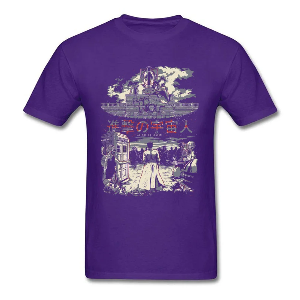 attack on london 8801 April FOOL DAY Cotton Round Collar Tops T Shirt Short Sleeve Simple Style Tee-Shirt Graphic Top T-shirts attack on london 8801 purple