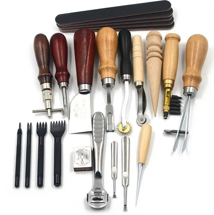 18pc Leather Belt Punch Edge Needle Drift Pin Metal Craft Tool Die