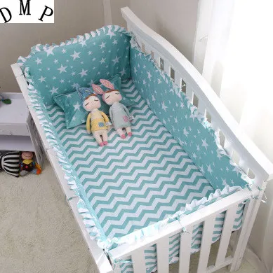 6 قطع سرير الطفل سرير الطفل الفراش مجموعة الأحرف القطن أغطية ، (4 مصدات + ورقة + وسادة غطاء)