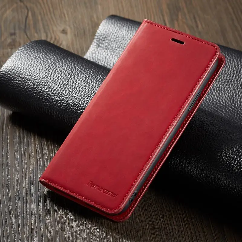 Магнитный кожаный чехол для iPhone 6 S 7 8 Plus X XS Max XR 11Pro Max слот для карт откидная крышка чехол-бумажник для iPhone 6 S 7plus 8plus - Цвет: Красный