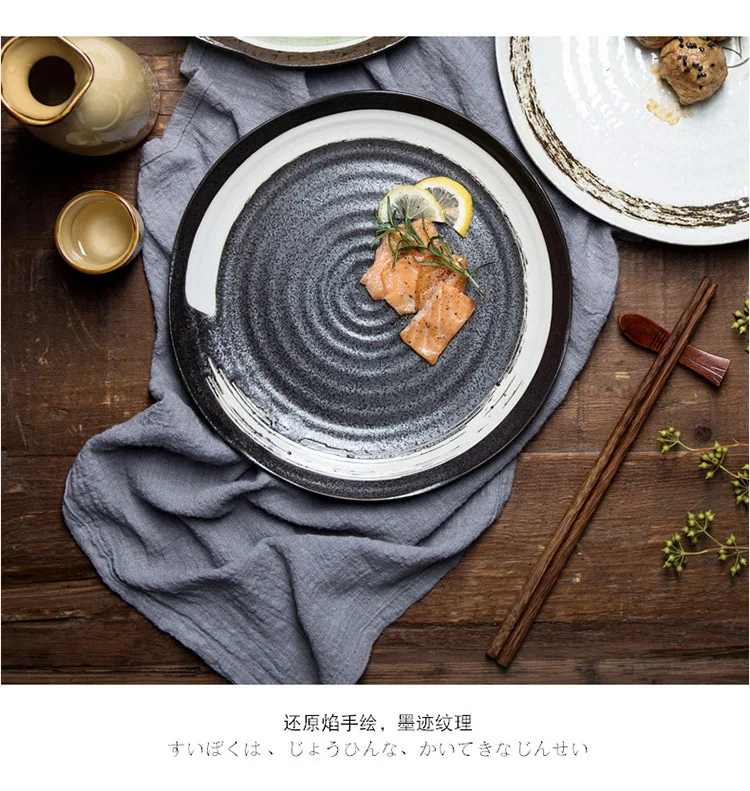 Японский стиль керамические тарелки еда салат 9 дюймов блюда домашний декор Творческий Ретро обеденная тарелка нерегулярные стейк десерт поднос блюдо