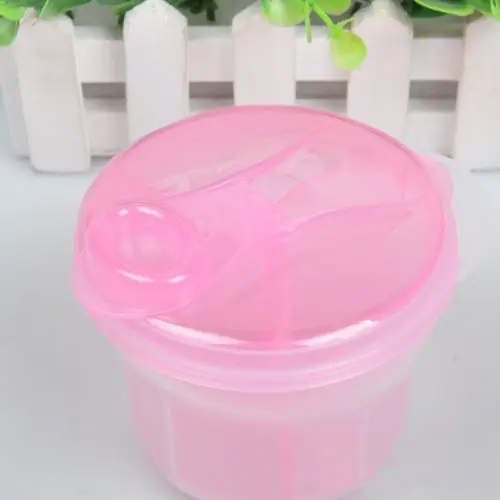 Детская молочная смесь формула диспенсер дети для кормления Контейнер хранения миска для кормления малышей Бутылка Контейнер три ячейки - Цвет: pink