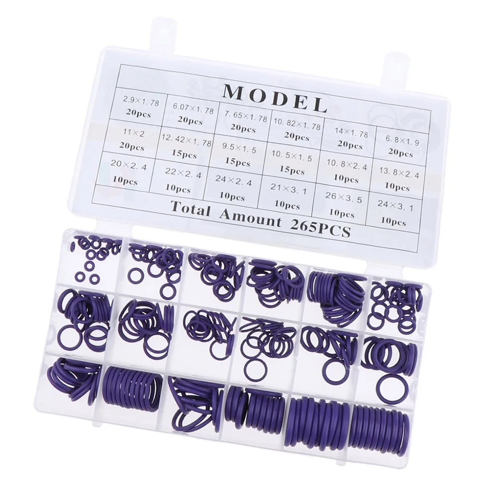 

Hot 265 Pcs Car Seal O-Ring Washers Gasket 18 Sizes Durable Air Conditioning Plumbing XJS789