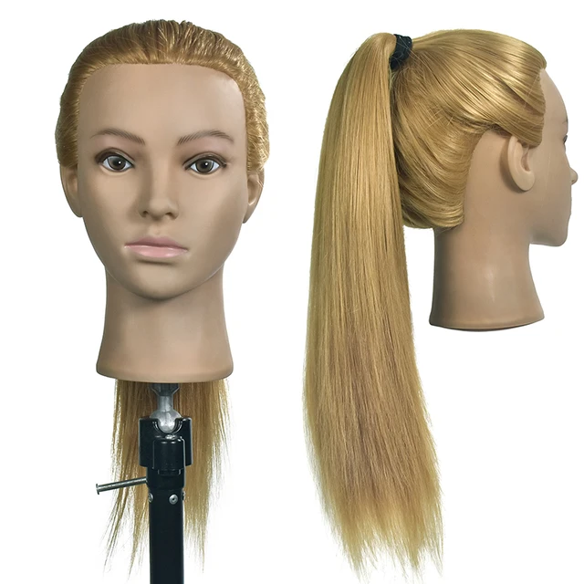 26 inch Hair Styling Mannequin Head Golden Hair Long Hair Hairstyle