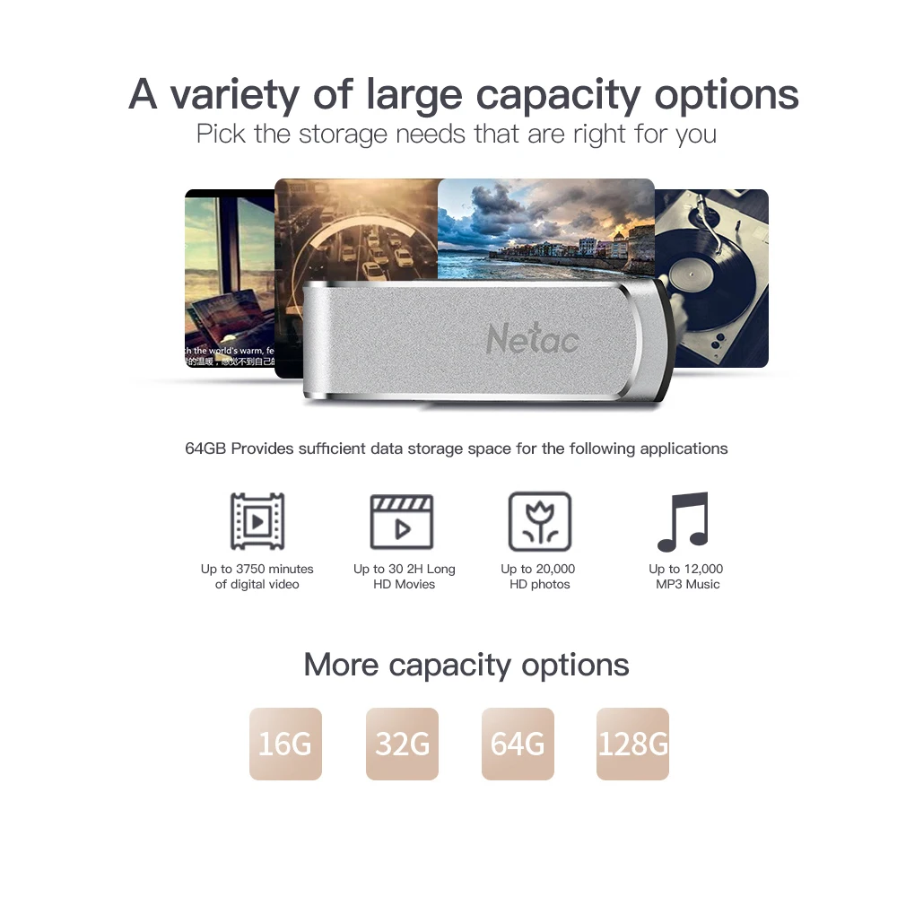 Netac rotary USB Flash Drive 16G Pendrive 32GB 64GB swivel Pen Drive 128GB USB 3.0 Memory Stick Drive Flash Metal Storage Device