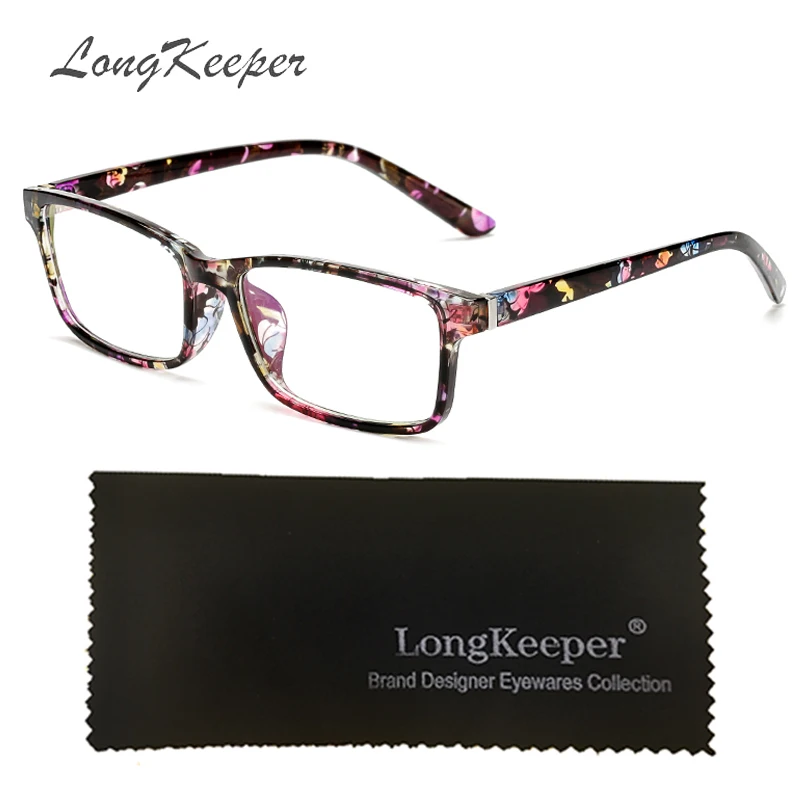 Longkeader Прямоугольная оправа для очков для женщин модные цветочные прозрачные линзы Eyeweaer мужские прозрачные линзы оправы для очков 8091