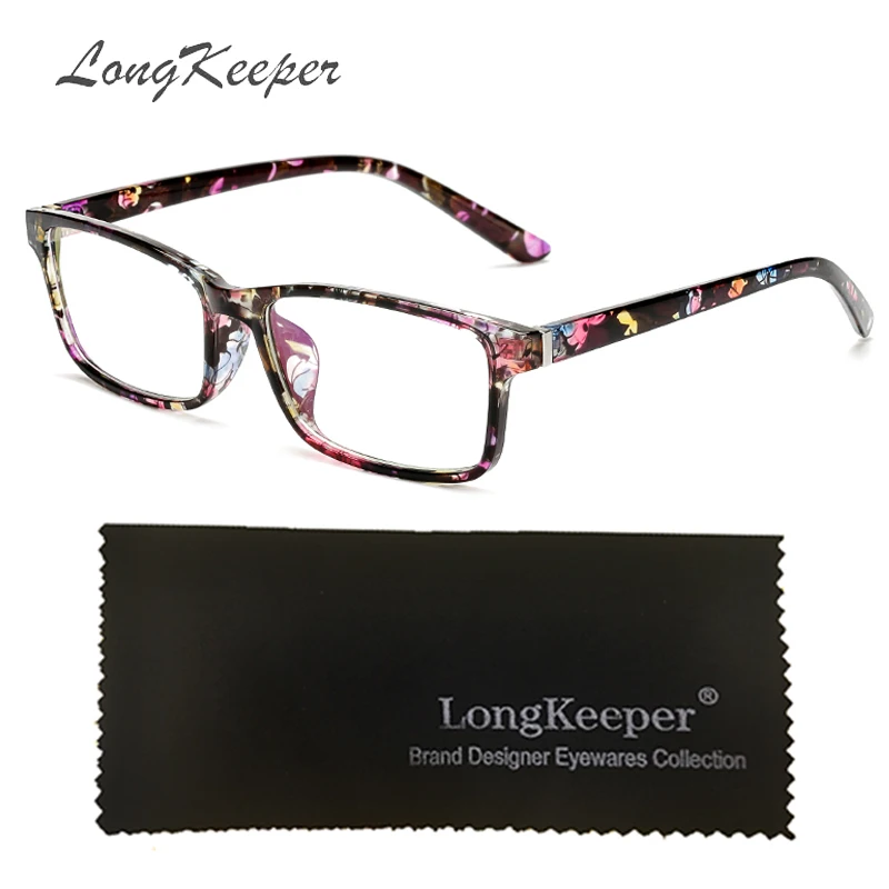 Прямоугольная оправа для очков LongKeeper женщин модные цветочные Прозрачные Линзы