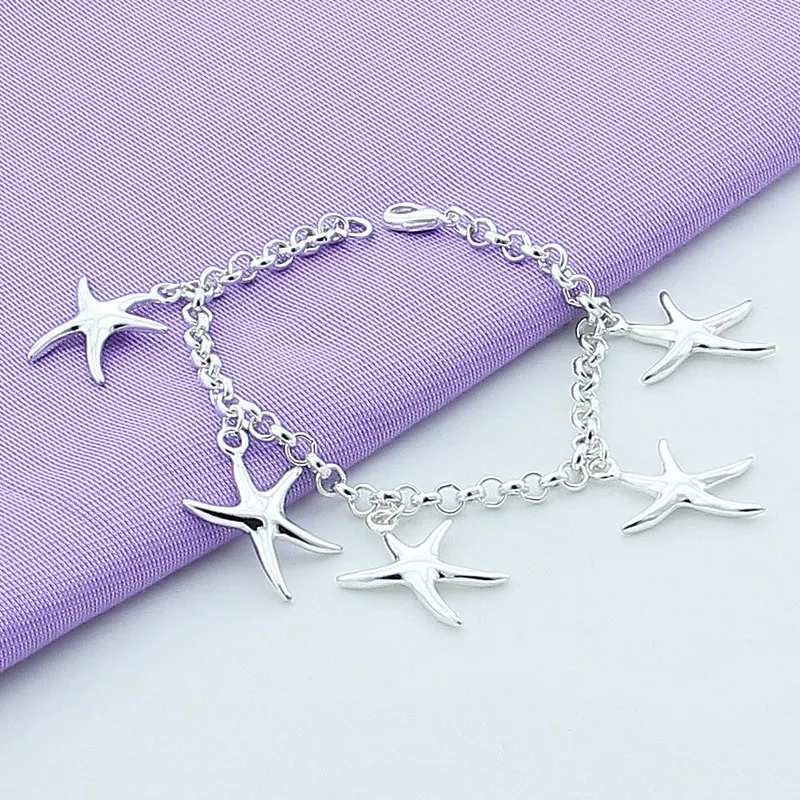 

Fashion Star Charm Bracelets Women Silver 925 Chain Link Bracelet Trendy Jewelry Wholesale