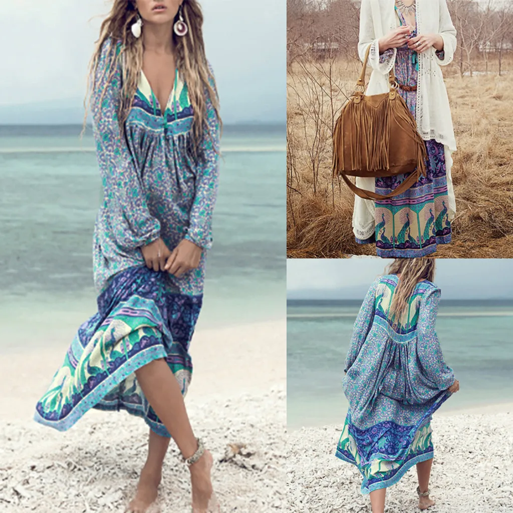 Robe de plage femme ete женские летние богемные пляжные шифоновые платья с v-образным вырезом и принтом с кисточками vestidos praia