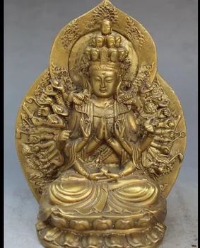 

zhmui88006452<<++6" Chinese Buddhism Bronze Seat 1000 Arms Guanyin Kwan-Yin Buddha Goddess Statue