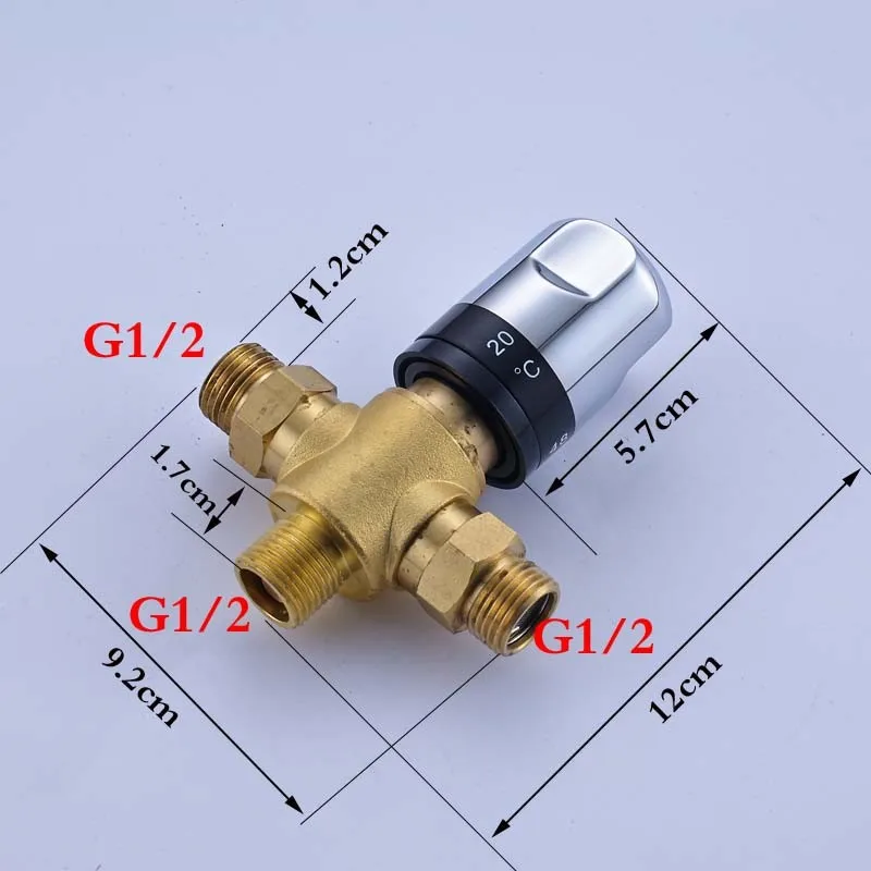 Thermostatic Mixing Valve Brass Bathroom Faucet Temperature Mixer Control 3Way G1/2 Home Improvement thermostatic mixing valve