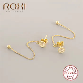 

100% 925 Sterling Silver Long Drop Earrings Rhinestone Zircon Tassel Dangle Earrings Women Wedding Earring Hanging Beads Jewelry