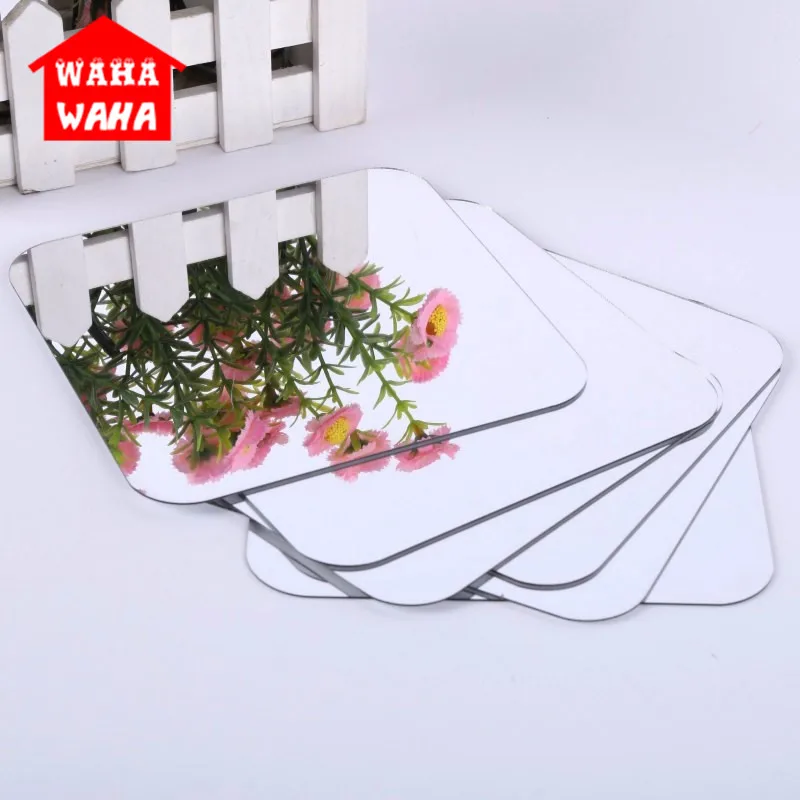 Espejo de pared autoadhesivo para pegar espejos cuadrados de arco adhesivo para cuarto de baño espejo creativo para decoración casera Diy