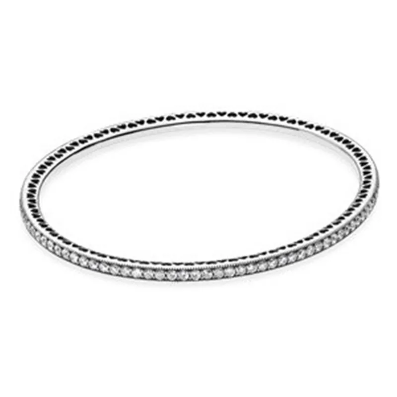 

New 100% 925 Sterling Silver Bead Charm Bracelet Fit Original Hearts of Pandora Bangle for Women Fine Pandora Jewelry Party Gift