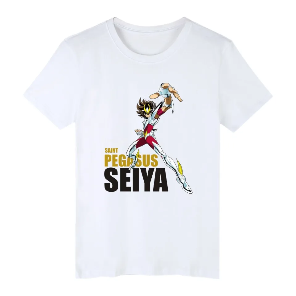 Luckyfridayf Золотой Санкт Seiya аниме короткий рукав футболки хлопок Для мужчин Мода японский мультфильм футболка Для мужчин смешные футболки Для мужчин