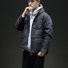 M-5XL, зимняя японская джинсовая куртка с капюшоном, мужская приталенная парка, мужское зимнее пальто, теплая плотная одежда, мужские зимние пальто