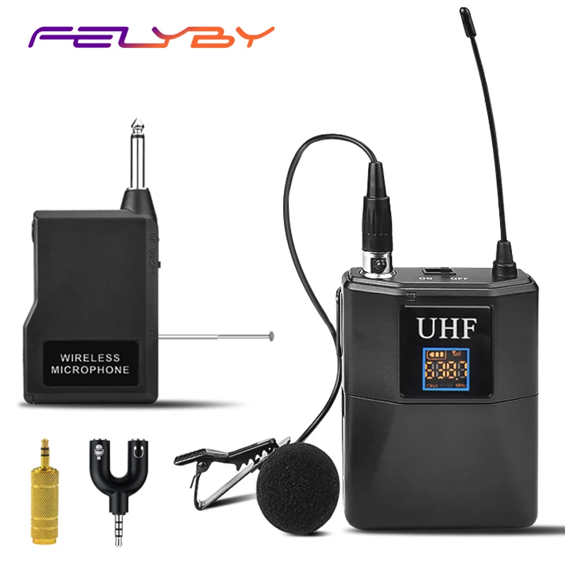 Günstige FELYBY Professionelle UHF Konferenz Wireless Lavalier mikrofon Mikrofon für Computer oder Lehre Mic Set mit Empfänger Sender