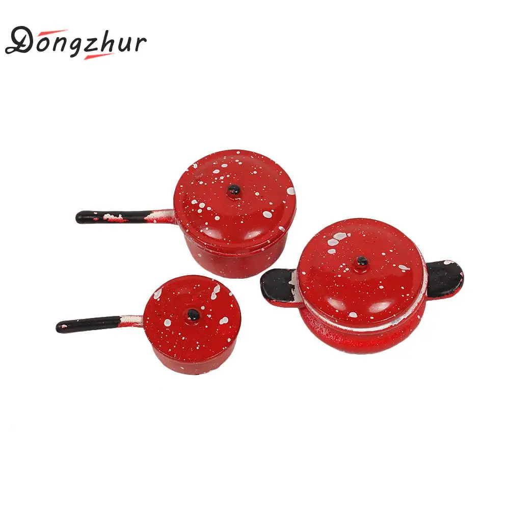 Dongzhur 3pcs/set Kitchen Cookware Model Snowflake Red Pots Model For 1:12 Dollhouse Miniature Mini Dollhouse Model Accessories Dongzhur 3pcs/set Kitchen Cookware Model Snowflake Red Pots Model For 1:12 Dollhouse Miniature Mini Dollhouse Model Accessories