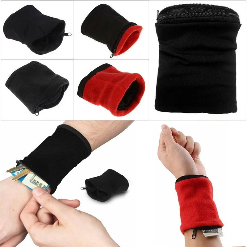 Wrist Bag Outdoor Running Bags Cycling Wrist Support Band Wallet Safe Storage Pocket Wallets Zipper Wrist Ankle Wrap Sport Strap