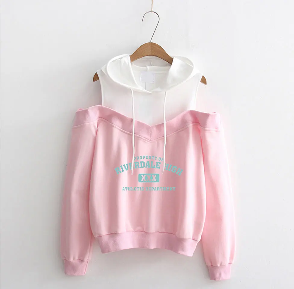  LUCKYFRIDAYF Riverdale Fashion Hoodies Women Long Sleeve Off-Shoulder Hooded Sweatshirts Popular TV