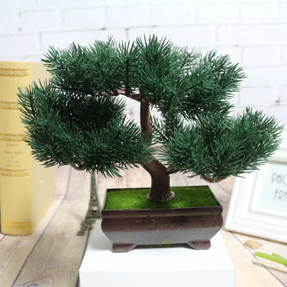 

2018 New Pine Bonsai Simulation Decorative flowers and wreaths Artificial Flowers Fake Green Pot Plants Home Decor
