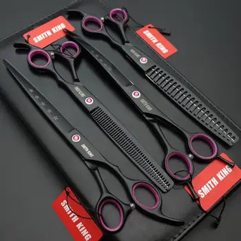 Tijeras profesionales de aseo para mascotas, tijeras rectas, finas y curvadas de 8 pulgadas