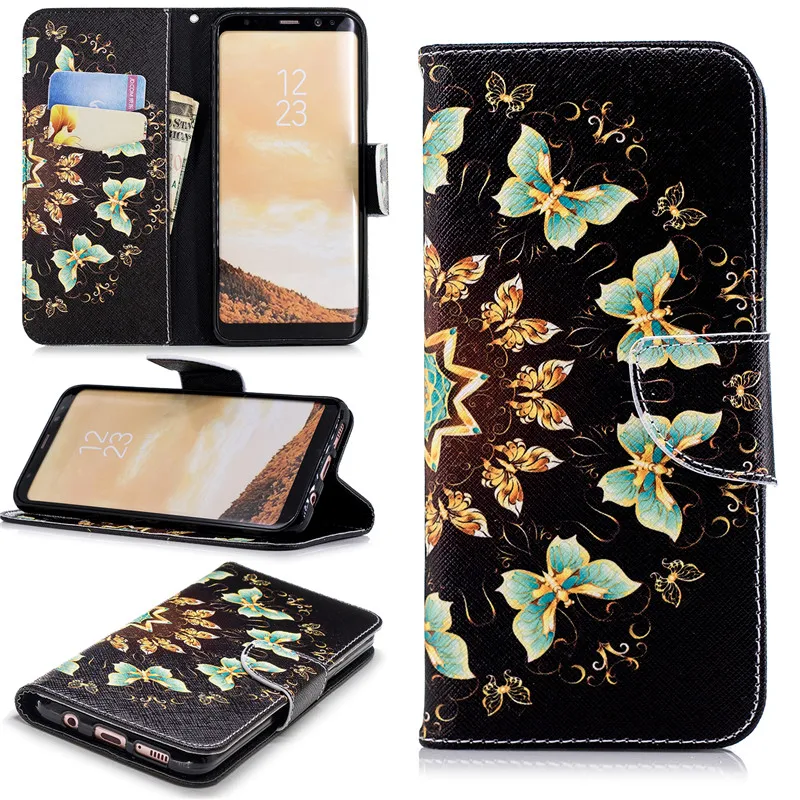 Для Fundas samsung Galaxy S9 S8 plus Чехол кожаный флип-кошелек для Coque samsung A8 Plus чехол Магнитный милый чехол для телефона