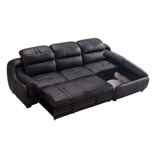 Leather Sofa Bed w/ Storage 1