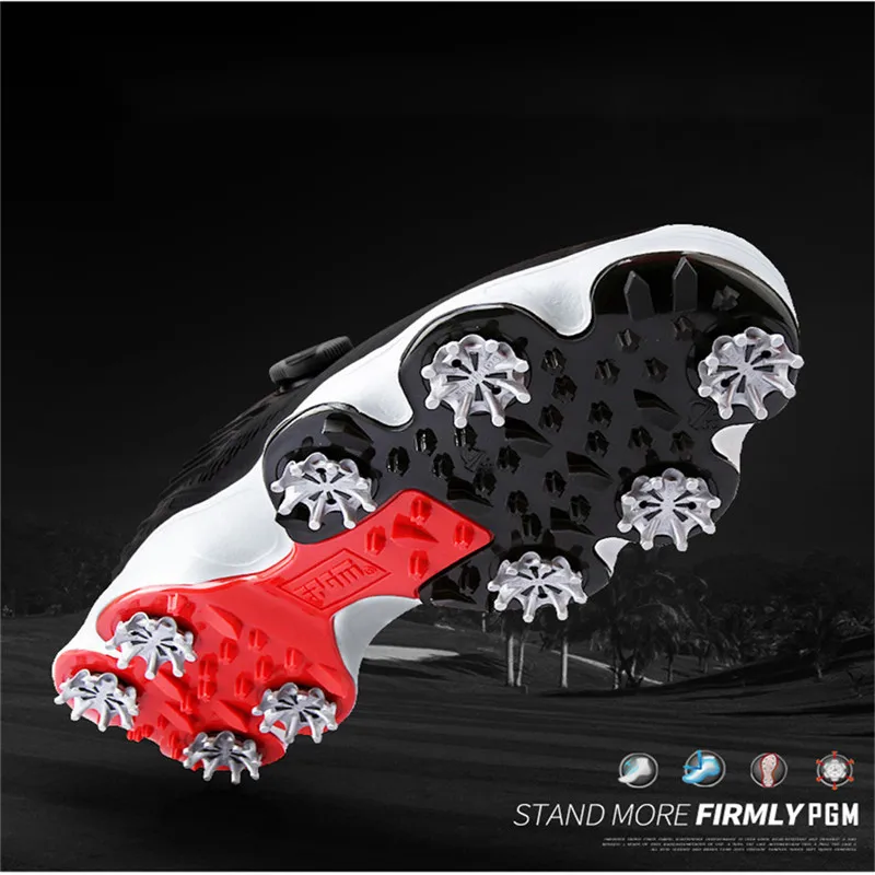 PGM Golf Shoes Mens Waterproof Breathable Antiskid Sneakers Male Rotating Shoelaces Sports Spiked Trainers Golf Shoes XZ106