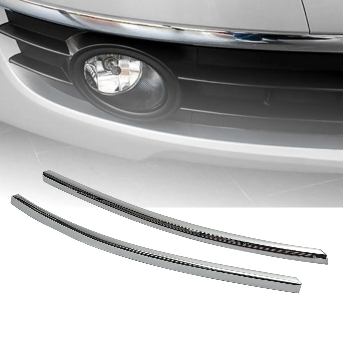 

Pair Front Bumper Chrome Molding Trims Strips Covers For AUDI C5 A6 2005-2008