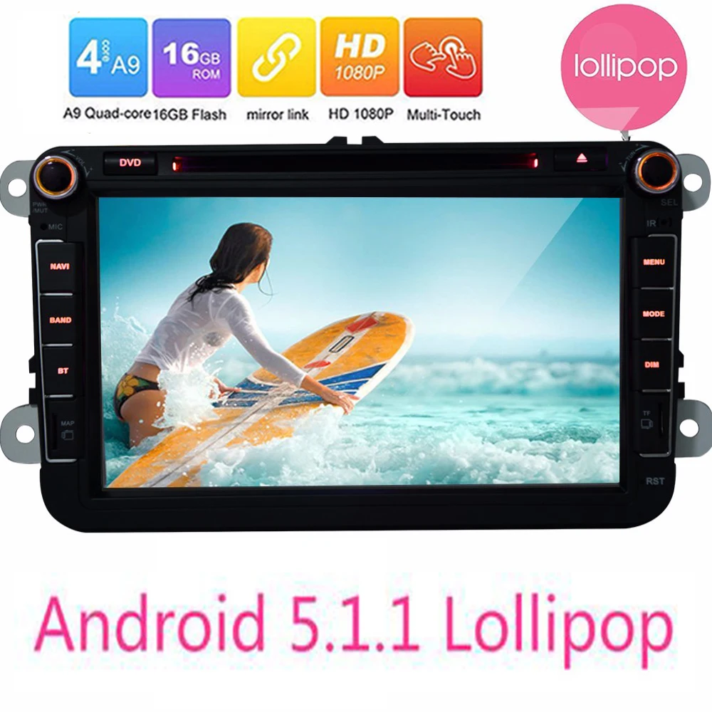 Car DVD GPS navigation video Android 5.1 For VW Volkswagen GOLF POLO JETTA TOURAN PASSAT Octavia Caddy  Car radio GPS navigation