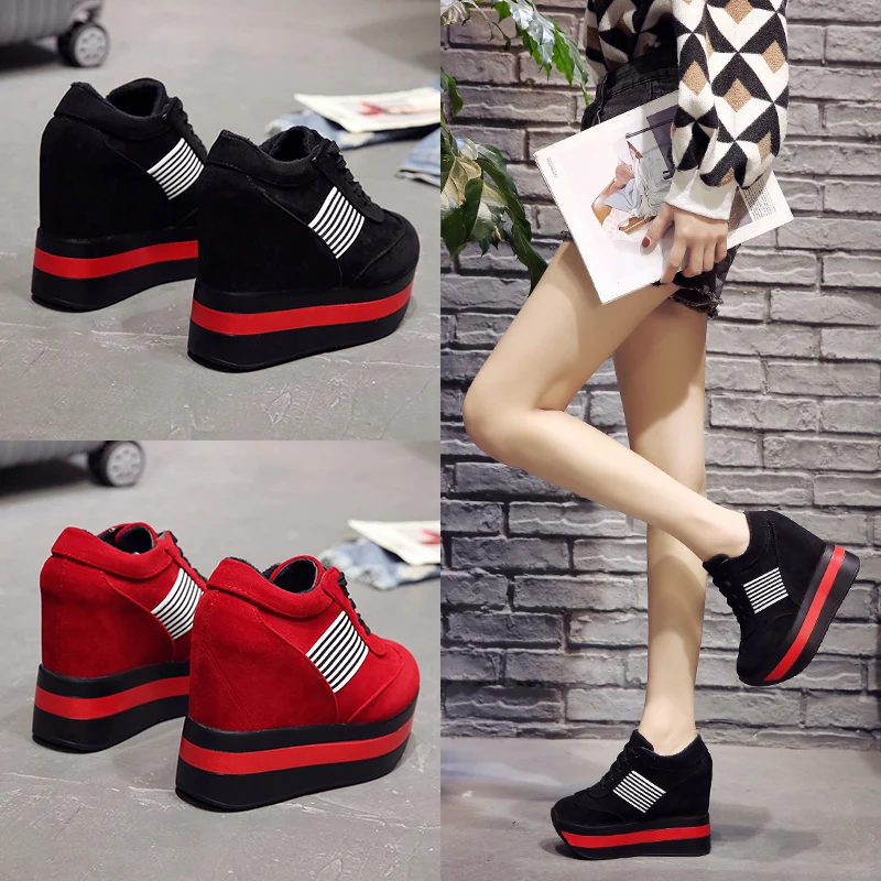 

Super high heel 12cm increase women's shoes 2019 spring Korean version the wedge with thick bottom ladies casual fashion shoes
