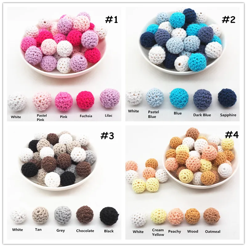 

Chenkai 10pcs 16mm 20mm Round Knitting Cotton Crochet Wooden Beads Balls for DIY decoration baby teether jewelry necklace Toy