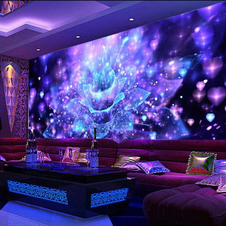 Nach 3D Große Tapete Wandmalereien für KTV Bar Ballsaal Karaoke Abstrakte  Schillernden Bunten Licht Blume Foto Tapete für Wände
