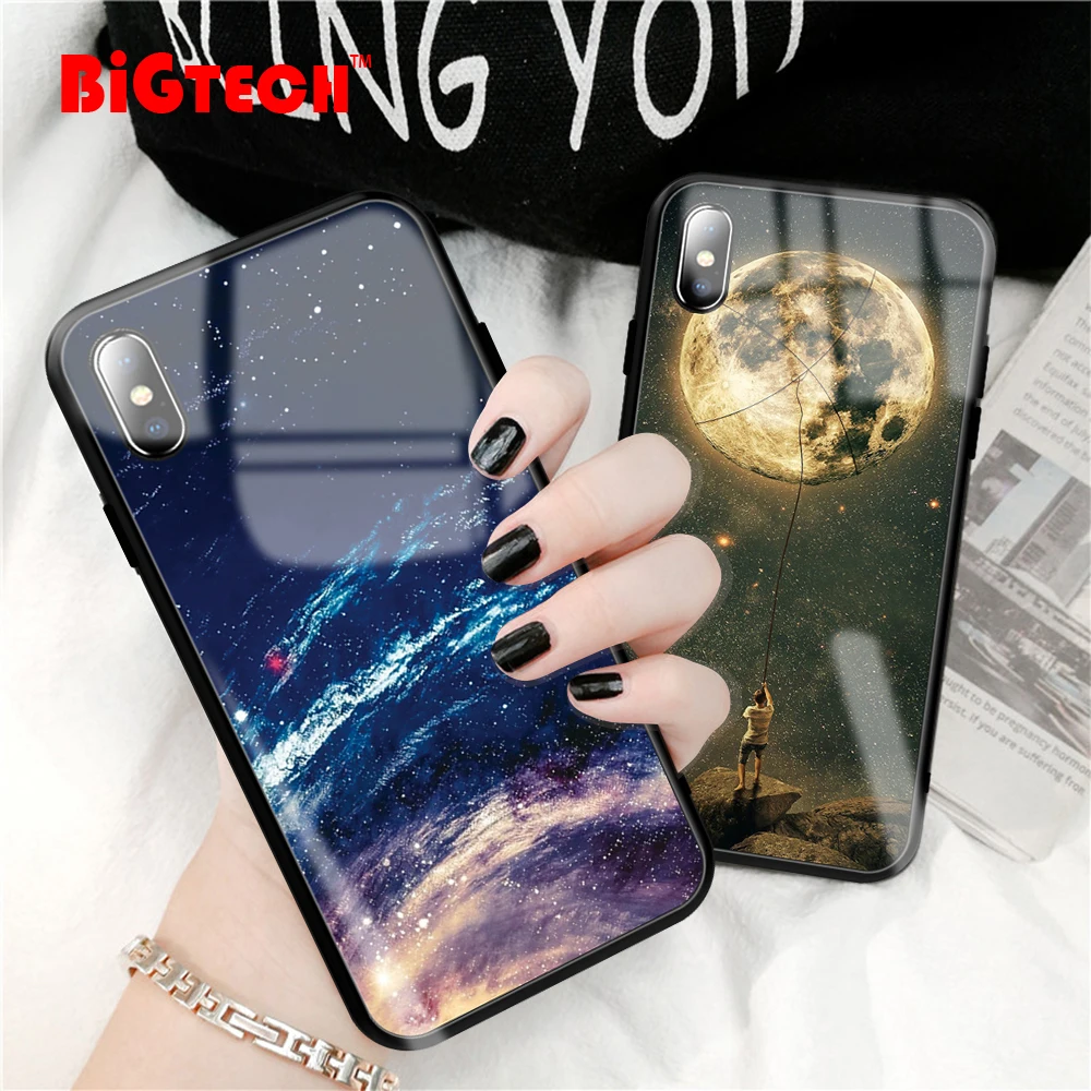 

Exquisite Pattern Cover Glass Phone Case for iPhone 7 8 Plus Soft Edge Coque for iPhone XR X Xs Max Case for iPhone 6s 8 7 Cover