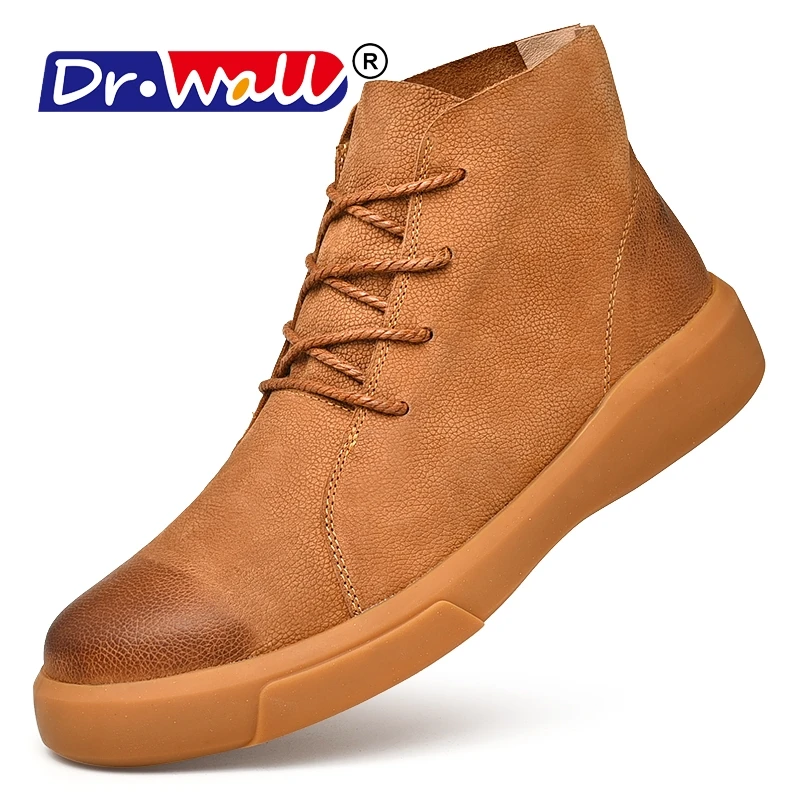 

Natural Wool Men Snow Boots Size 38~47 Warmest Cow Split Leather Europe Style Men Winter Boots Ankle Work Desert Boots