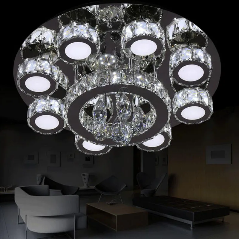

Modern minimalist led crystal ceiling lamp round creative led living room bedroom lamps modern line cutting led crystal lighting